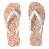 レトロピンク&ブルー連動幾何学模様 ビーチサンダル (フットベッド)