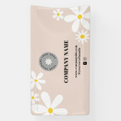 レトロピンク&ホワイトデイジーのビジネスロゴ表示 横断幕 (縦)