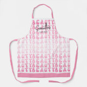 レトロピンク&ホワイトトレンディーガーリー美しいサロン名 エプロン (正面)