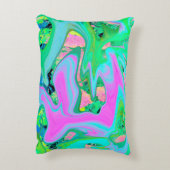 レトロピンク&ライトブルー紫陽花のリキッドアート アクセントクッション (裏面(縦))