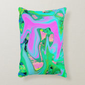 レトロピンク&ライトブルー紫陽花のリキッドアート アクセントクッション (正面(垂直))