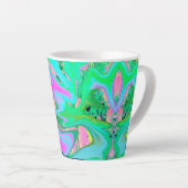 レトロピンク&ライトブルー紫陽花のリキッドアート カフェラテマグ (右アングル)