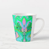 レトロピンク&ライトブルー紫陽花のリキッドアート カフェラテマグ (右)