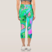 レトロピンク&ライトブルー紫陽花のリキッドアート カプリレギンス (裏面)