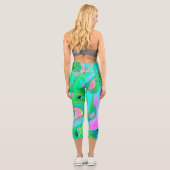 レトロピンク&ライトブルー紫陽花のリキッドアート カプリレギンス (裏面)