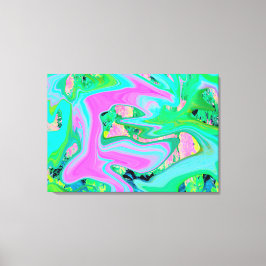 レトロピンク&ライトブルー紫陽花のリキッドアート キャンバスプリント