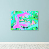 レトロピンク&ライトブルー紫陽花のリキッドアート キャンバスプリント (インサイチュ (ウッドフロア))