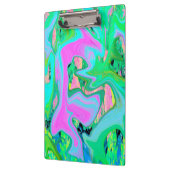 レトロピンク&ライトブルー紫陽花のリキッドアート クリップボード (左)