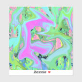 レトロピンク&ライトブルー紫陽花のリキッドアート シール (シート)