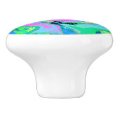 レトロピンク&ライトブルー紫陽花のリキッドアート セラミックノブ (側面)