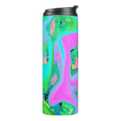 レトロピンク&ライトブルー紫陽花のリキッドアート タンブラー (回転左)