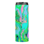 レトロピンク&ライトブルー紫陽花のリキッドアート タンブラー (裏面)