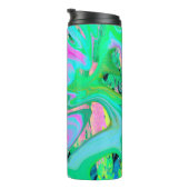 レトロピンク&ライトブルー紫陽花のリキッドアート タンブラー (回転右)