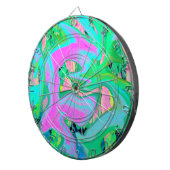 レトロピンク&ライトブルー紫陽花のリキッドアート ダーツボード (正面右)