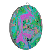 レトロピンク&ライトブルー紫陽花のリキッドアート ダーツボード (正面左)