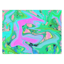 レトロピンク&ライトブルー紫陽花のリキッドアート テーブルクロス