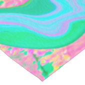 レトロピンク&ライトブルー紫陽花のリキッドアート テーブルクロス (アングル)