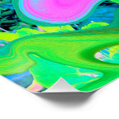 レトロピンク&ライトブルー紫陽花のリキッドアート ポスター (コーナー)