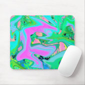 レトロピンク&ライトブルー紫陽花のリキッドアート マウスパッド (マウス)