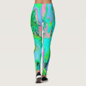 レトロピンク&ライトブルー紫陽花のリキッドアート レギンス (裏面)