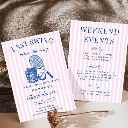レトロピンク ラストスウィングビフォーザリング テニス バック 招待状