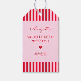 レトロピンク&レッドストライプバチェロレッテ週末 ギフトタグ