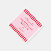 レトロピンク&レッドストライプバチェロレッテ週末 スタンダードカクテルナプキン (角)