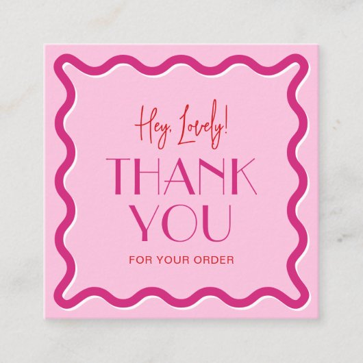 レトロピンク&レッドトレンディービジネスロゴ エンクロージャーカード (正面)