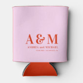 レトロピンク&レッドモノグラム結婚ズクーラーボックス 缶クーラー (正面)