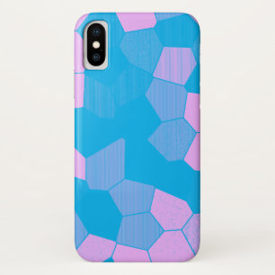 レトロピンク/青 iPhone X ケース