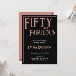 レトロピンク "Fifty and Fabulous" 50歳の誕生日 招待状
