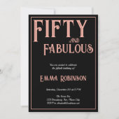 レトロピンク "Fifty and Fabulous" 50歳の誕生日 招待状 (正面)