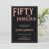 レトロピンク "Fifty and Fabulous" 50歳の誕生日 招待状 (スタンド正面)