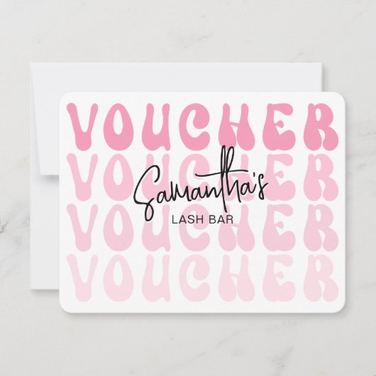 レトロピンクGroovyトレンディー美しいサロンギフト券 カード (正面)
