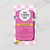 レトロピンクGroovyロゴソーシャルメディアQRコード 名刺 (裏面)