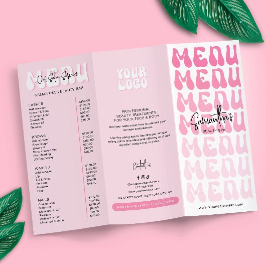 レトロピンクGroovy美しいサロン3つ折り価格表