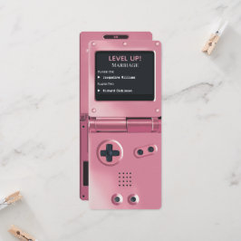 レトロピンクII ハンドヘルドゲーム機 ウェディングインビテーション 招待状
