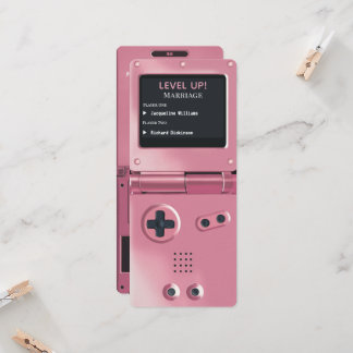 レトロピンクII ハンドヘルドゲーム機 ウェディングインビテーション 招待状