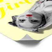 レトロピンナップガールアートノスタルジックヴィンテージガールイエロー ポスター (角)