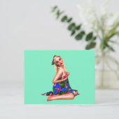 レトロピンナップガールグリーン ポストカード (スタンド正面)