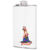 レトロピンナップトロピカルティキビーチガールホワイトお尻 フラスク (左)