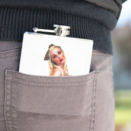 レトロピンナップトロピカルティキビーチガールホワイトお尻 フラスク