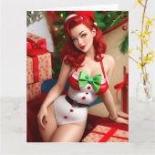 レトロピンナップホリディグリーティングカード カード (黄色い花)