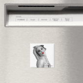 レトロピンナップヴィンテージブロンドグラモールガールホワイト マグネット (インサイチュ (食洗機))