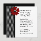 レトロピンナップ水玉模様スウィート16誕生日 招待状 (正面/裏面)