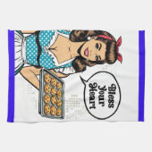 レトロピンナップ賛美ハート キッチンタオル (横)