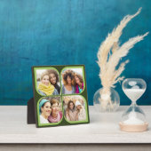 レトロピンホイールフラワーペタル4フォトコラージグリーン フォトプラーク (インサイチュ)