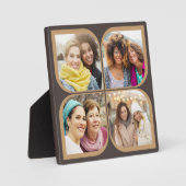 レトロピンホイールフラワーペタル4フォトコラージブラウン フォトプラーク (正面)