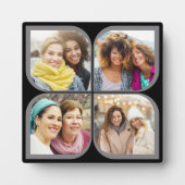 レトロピンホイールフラワーペタル4フォトコラージブラック フォトプラーク (正面)