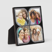 レトロピンホイールフラワーペタル4フォトコラージブラック フォトプラーク (正面)